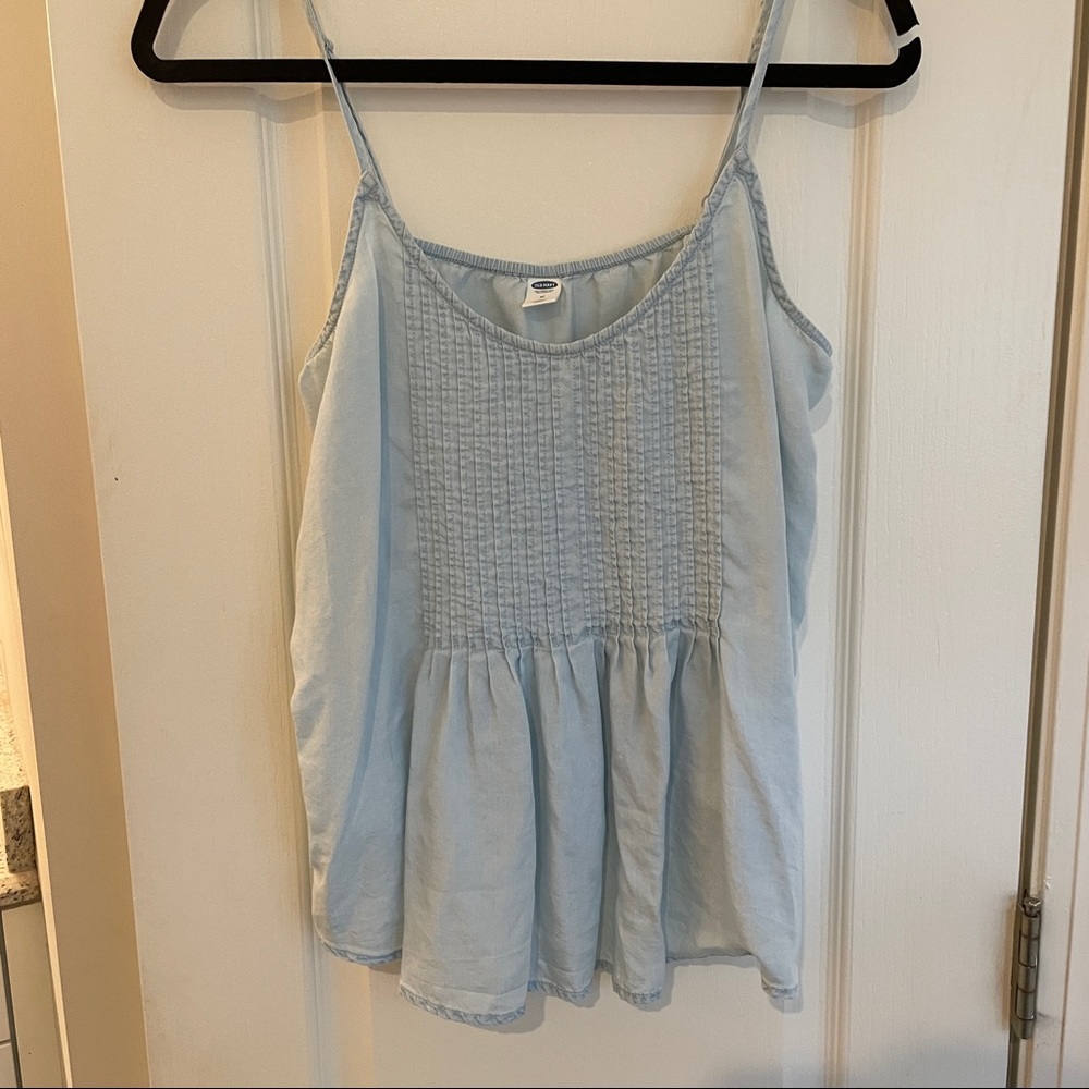 Old Navy Light Blue Smocked Peplum Tank Top